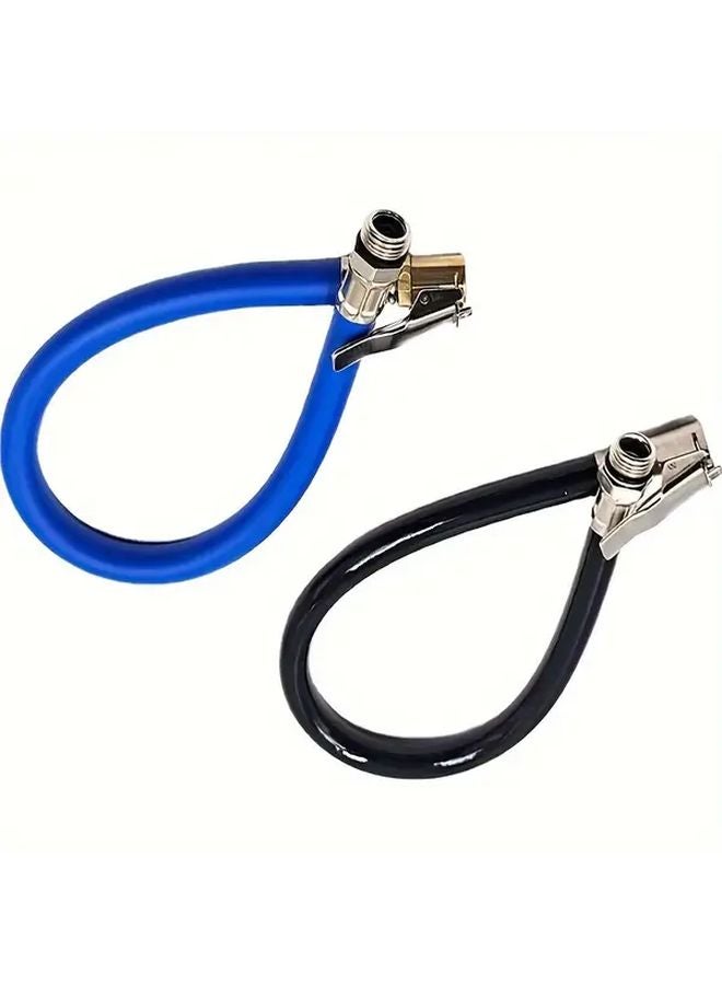 Zinc Alloy Chuck Black Rubber Air Pipe with Clip for Car and Bicycle Tire Inflation - Image 1